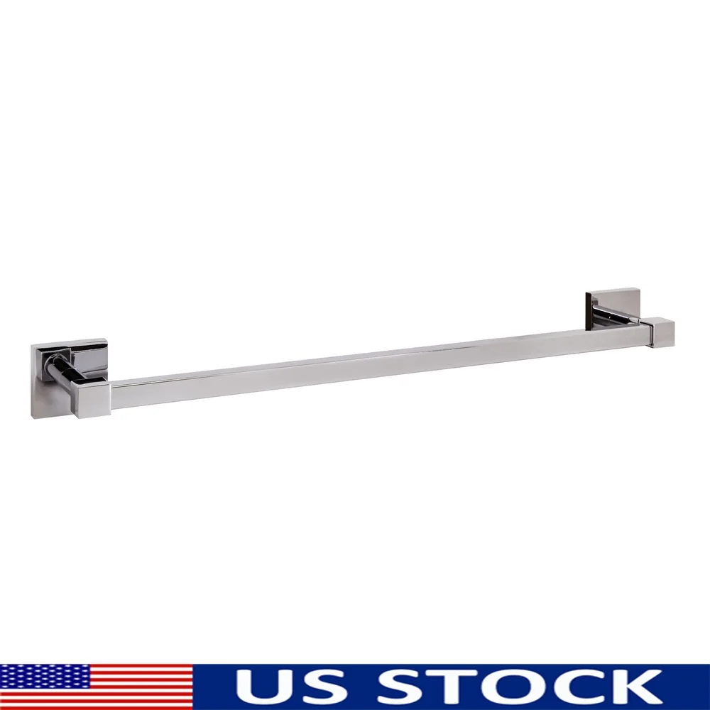 

Wall Mounted Towel Bar 24 Inch Polished Chrome Modern Bathroom Accessory Zinc Aluminum Rust Resistant Easy Install Durable
