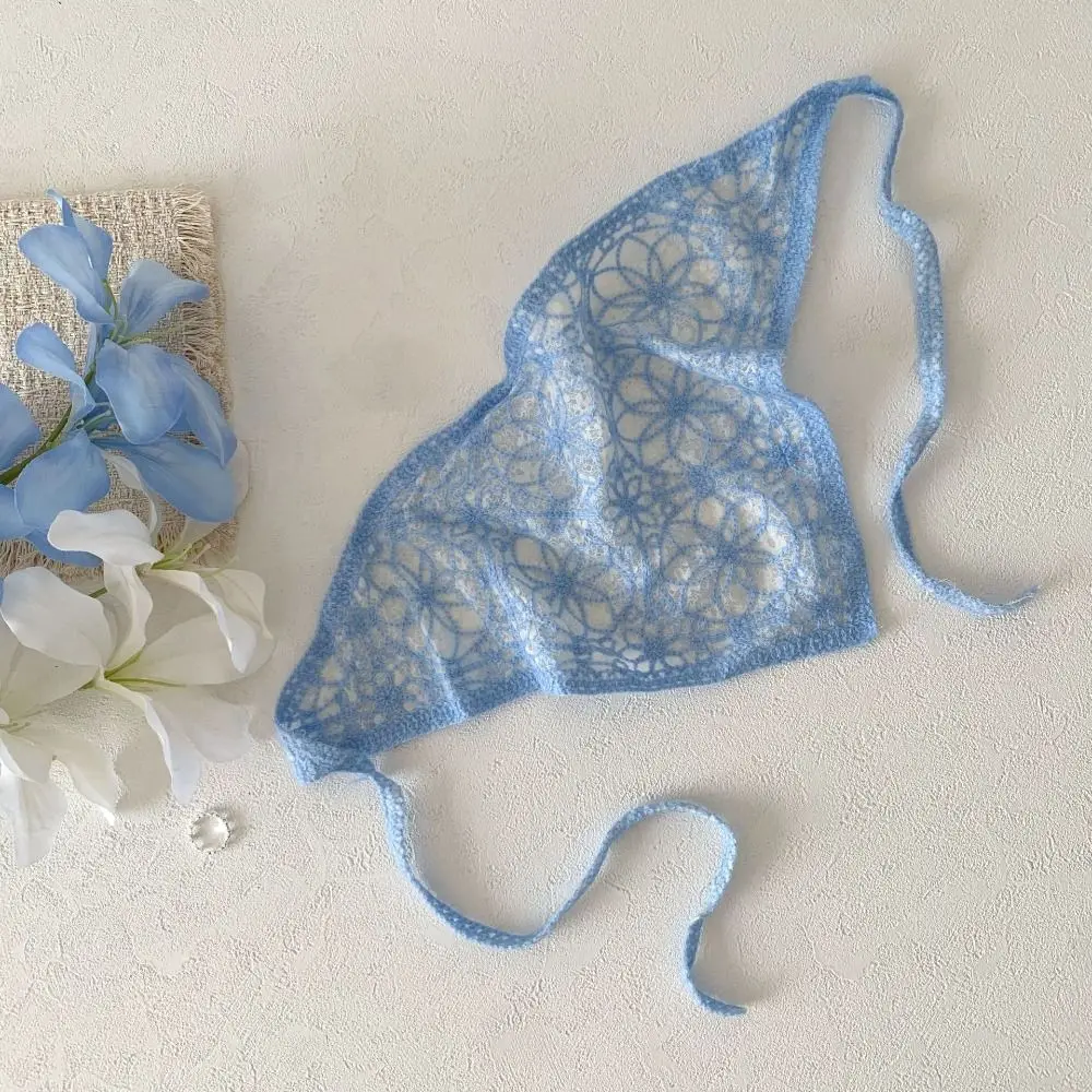 

Cute Hollow Out Headscarf Sweet Flower Knitted Hair Scarf Artistic Headband