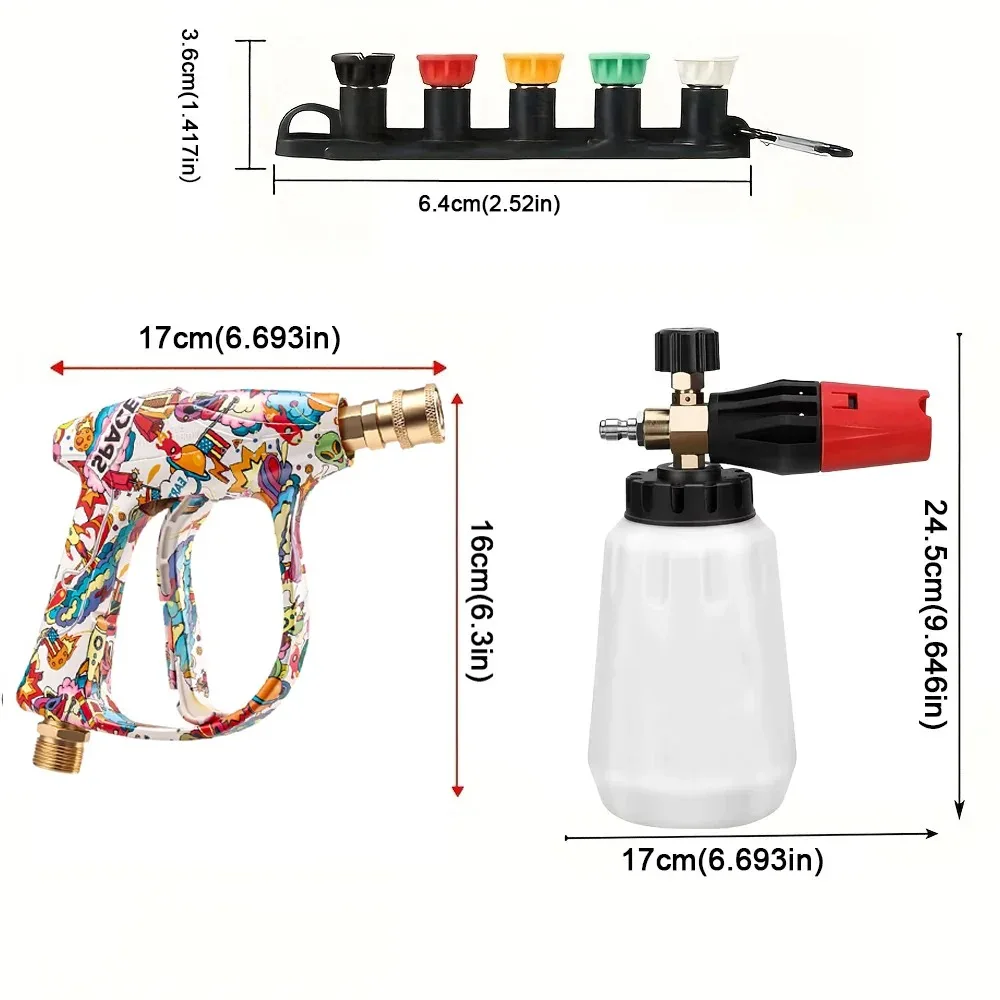 Universal Graffiti Cleaning Gun Combo, Foam Pot, 5 Nozzles, Fixed Base & Plastic Karcher Adapter