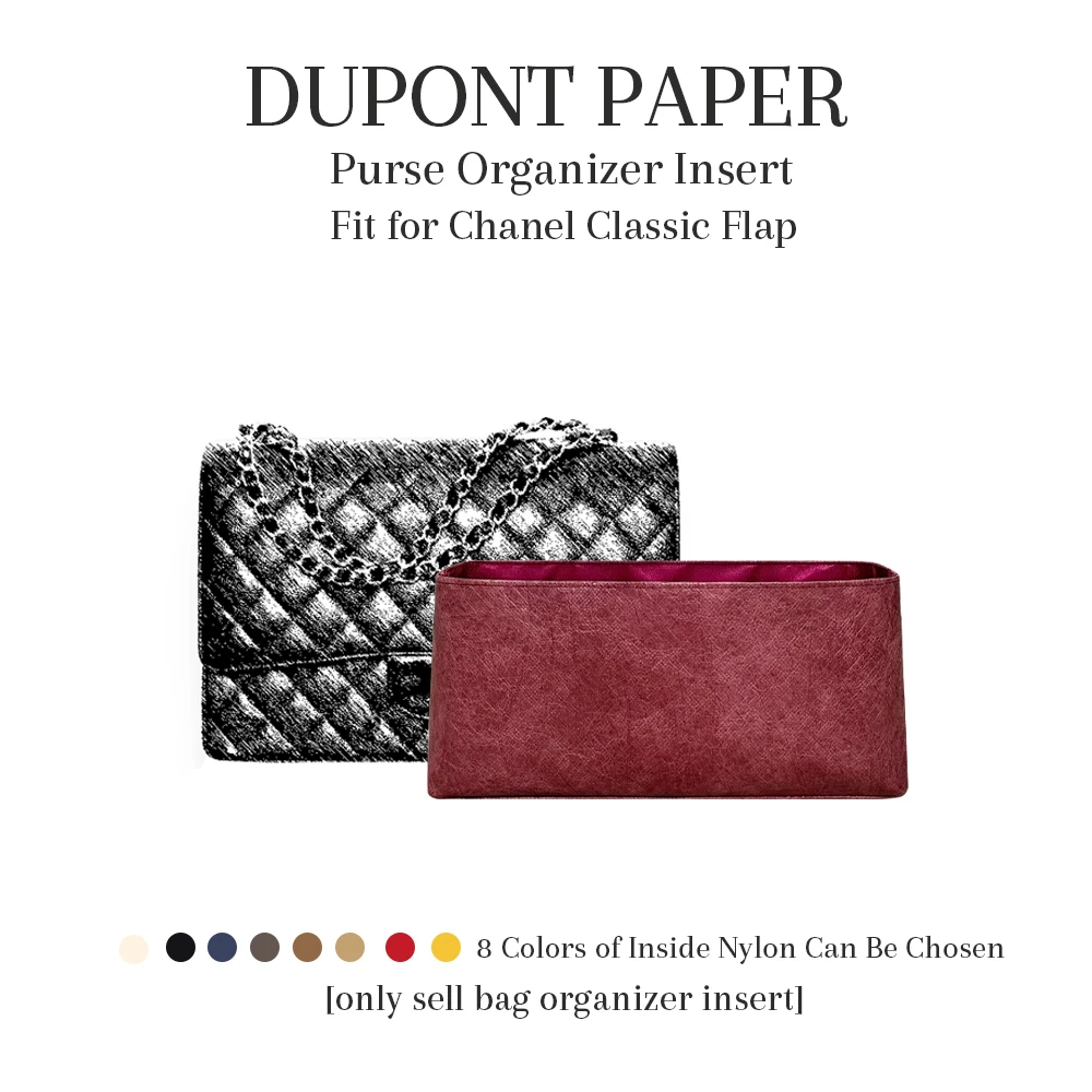 Purse Organizer Insert Fit for Chanel Classic Flap , Dupont Paper Inside Bag In Bag Organizer Insert Inner Liner Storage Bag