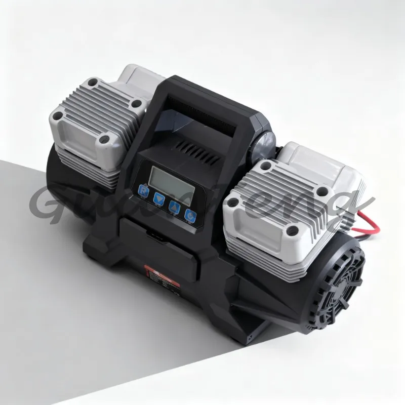12V 4‑Cylinder Heavy‑Duty Metal Car Air Compressor, Portable Tire Inflator Pump with Tire Pressure Function for Vehicle Tyre Inf