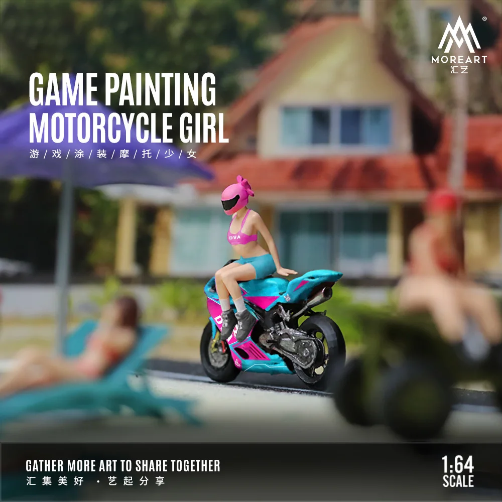 IN STOCK  Resin Handmade Painted 1/64 Game Motorcycle Girl Set Miniature Figure Model DIY Creative Photography Collection