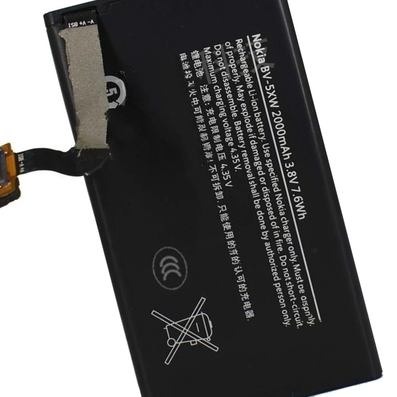 High Capacity BV-5XW Battery 3.8V 2000mAh Rechargeable Li-ion Battery for Nokia Lumia 1020 909 RM-875 RM-876 RM-877 view 3