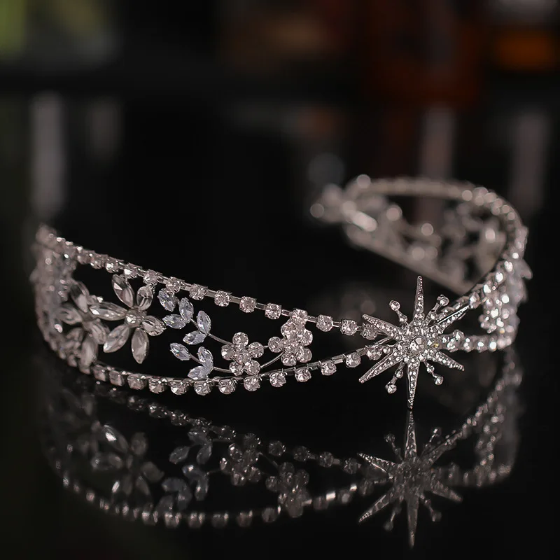 Luxury Crystal Tiaras And Crowns Rhinestone Flower Leaf Headband Crown For Women Bridal Wedding Hair Accessories Jewelry Crown