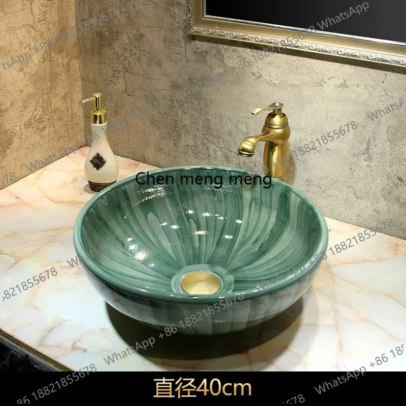 

Керамическая раковина R: гладкая, для дома, в американском пасторальном стиле, для балкона, маленькая, художественная, одинарная.