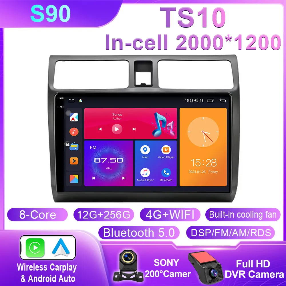 Android 14 Autoradio Voor Suzuki Swift 2003-2006 2007 2008 2009 2010 Multimedia Speler Stereo Carplay AUTO Head Unit WIFI 4G BT