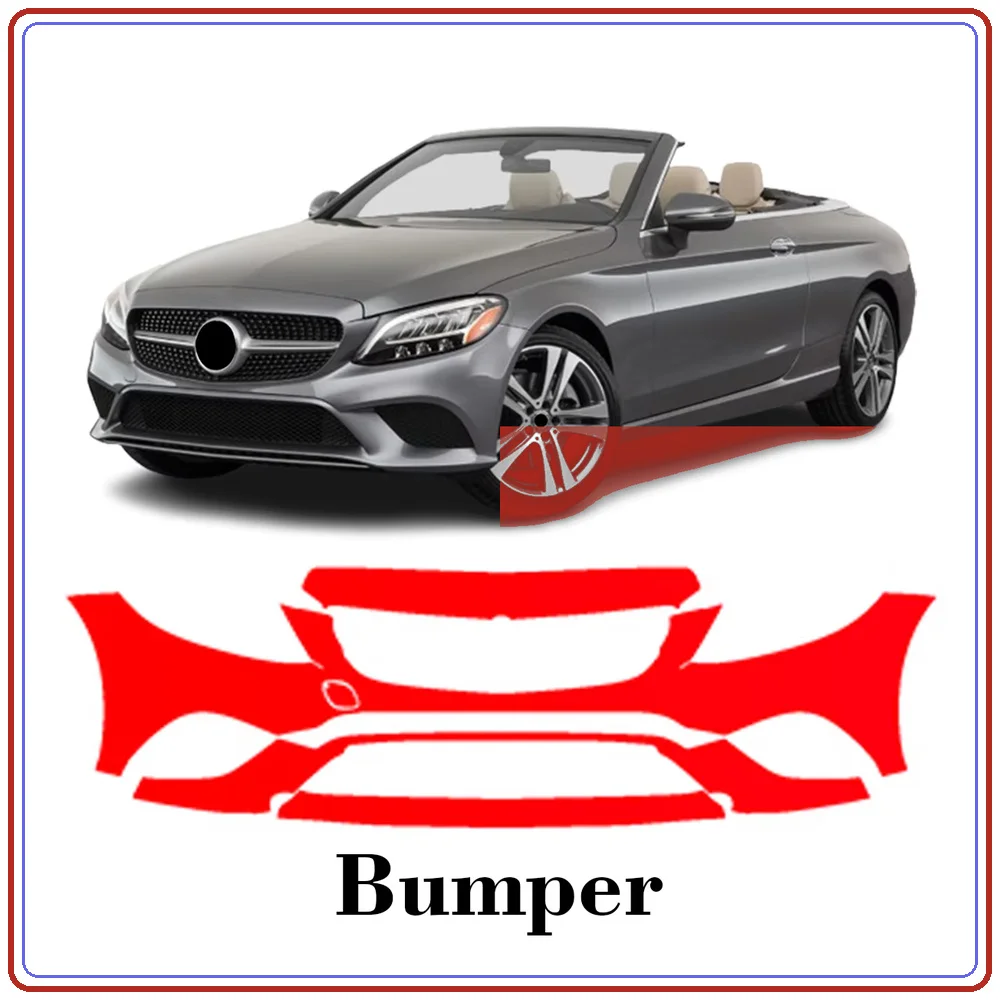 For Mercedes Benz C Class Coupe 2019-2023 Precut TPU Paint Protection Film PPF Front Bumper Kit Clear Bra Stone Guard EU UK