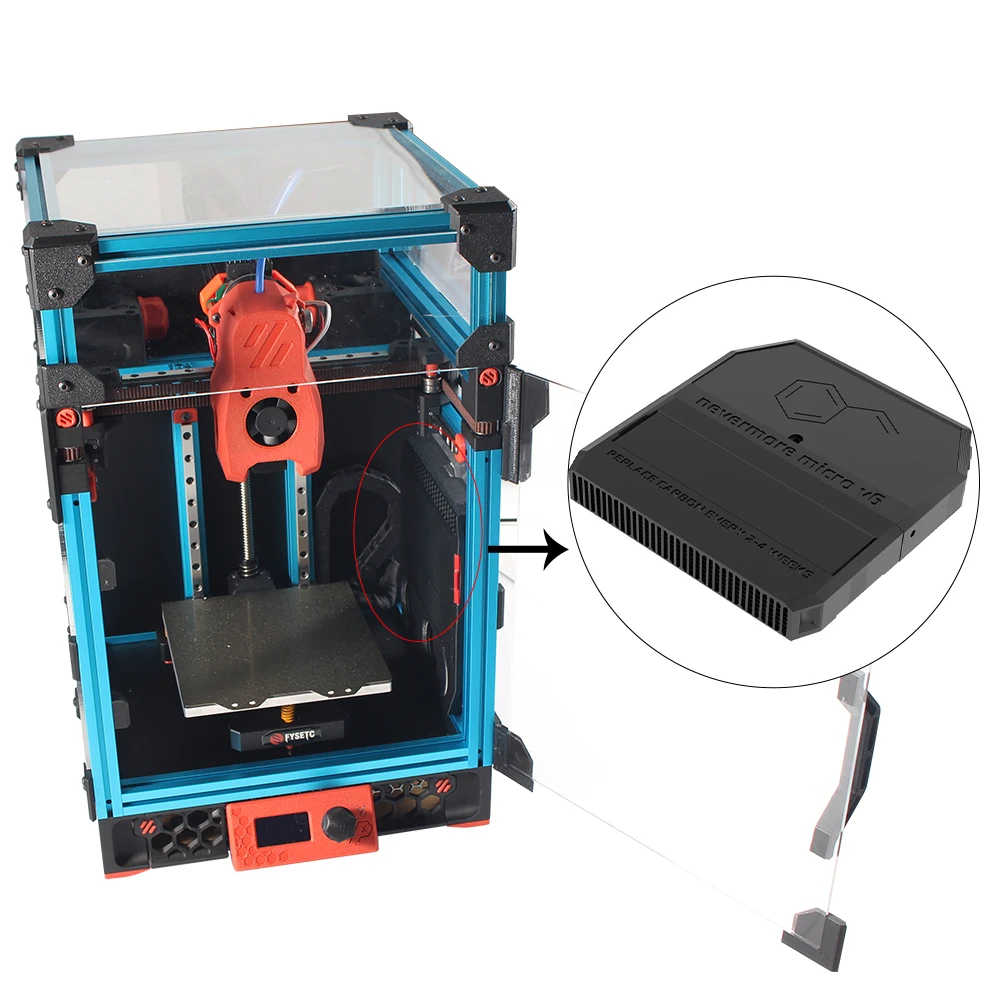 FYSETC-Voron Nevermore V6 DUO Filtro De Carvão Ativado, Peças Da Impressora 3D com Carbono para VORON 2.4, Trident SW 1.8