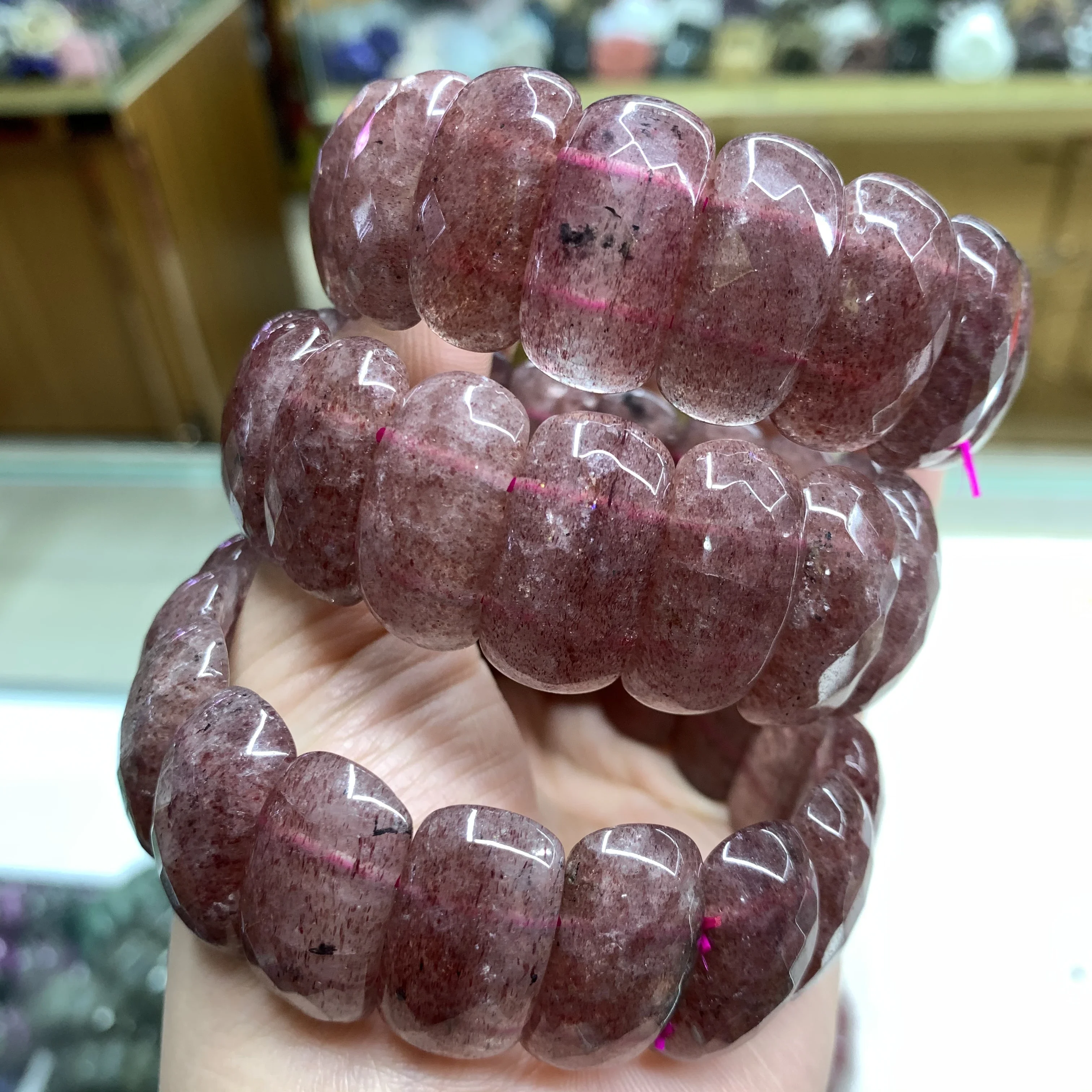 2025 جديد الفراولة الحمراء حجر الكوارتز الخرز سوار سوار الأحجار الكريمة الطبيعية للمرأة للهدايا بالجملة! #4