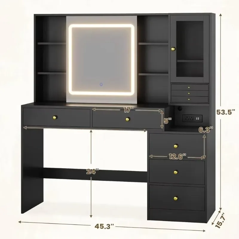 Schminktisch mit 5 Schubladen, – Dressing Table Vanity With Lighted Mirror Bewertung und Preis