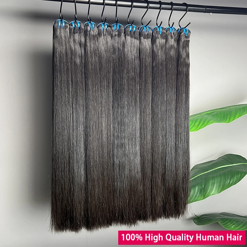 100% Unprocessed Raw Straight Vietnamese Hair Bundles Super Double Drawn Human Hair Extensions Natural Color Can bleach #613