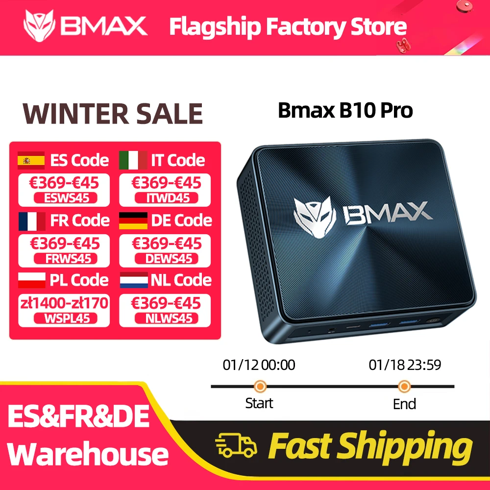 Immagine di BMAX B10 Pro Mini PC Intel 13th Gen i7-13620H 10 core Max 4.9GHz 24GB LPDDR5 RAM 1TB SSD WiFi 6 Bluetooth 5.2