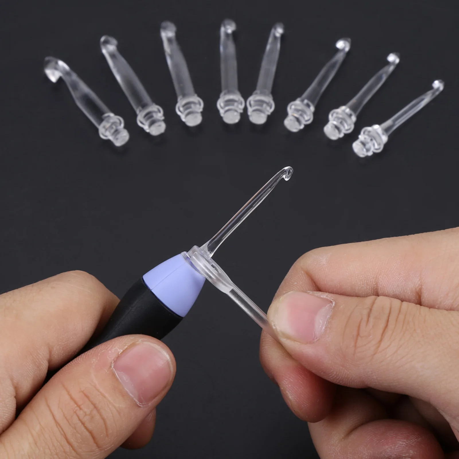 USB Recarregável LED Light Up Crochet Hook Set, Ferramenta de tricô com pontas substituíveis, 2.5-6.5mm