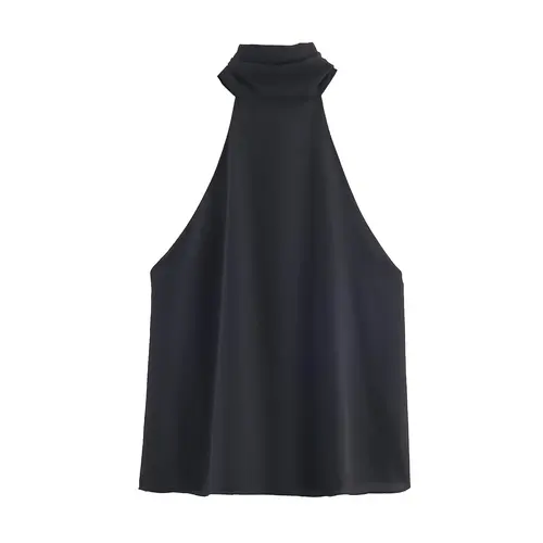 Imagen 2 del producto Novedad de verano para mujer, Top de cuello alto con cuello colgante de lunares y diseño con cordones, chaleco Sexy sin mangas con espalda descubierta para mujer