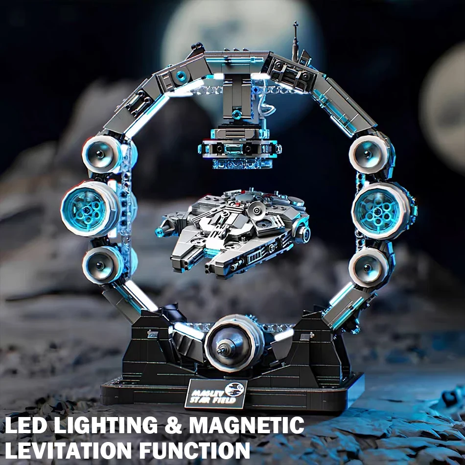 MOC التقنية ماجليف فالكون سفينة الفضاء اللبنات المغناطيسي تعليق حرب الفضاء مركبة فضائية الطوب اللعب الحلي هدايا الاطفال