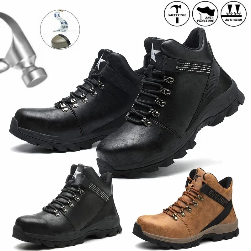 Fashion Anti-smash Men\'s Safety Shoes Industrial Construction Worker Puncture-Proof Sneakers Anti-static Women Steel Toe Boots