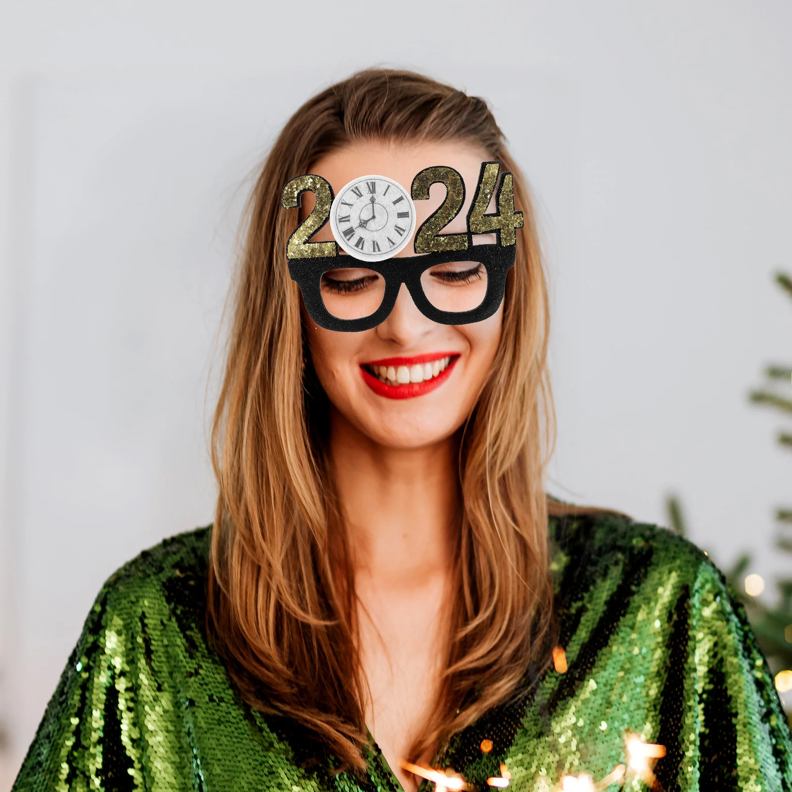 

2024 New Year Party Eyeglasses Non-Woven Fabric Plastic Comfortable Party Use Eyewear Photo Props 2024 Eyeglasses