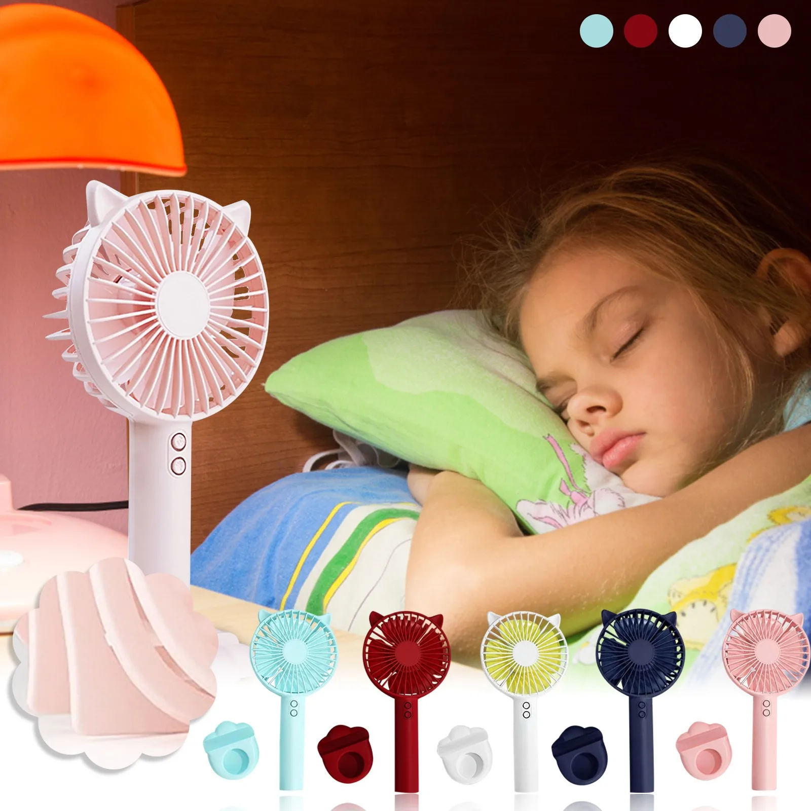 Cute Mini Fan Portable Handheld Fan Lightweight Handy Fan Pocket Size Low Noise Small Electric Fan Student Gift Outdoor Fan