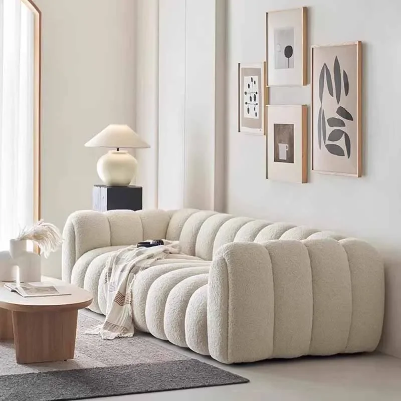 

Simple Fancy Living Room Sofas Cozy Relaxing Nordic Modern Recliner Lazy Sofa Velvet White European Divano Apartment Furniture