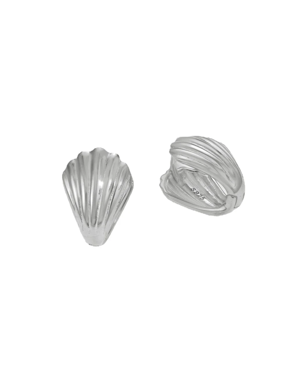 925 Pure Silver Ear Studs for Women's Personalized Fashion, Simple Design of Seashells, Earrings