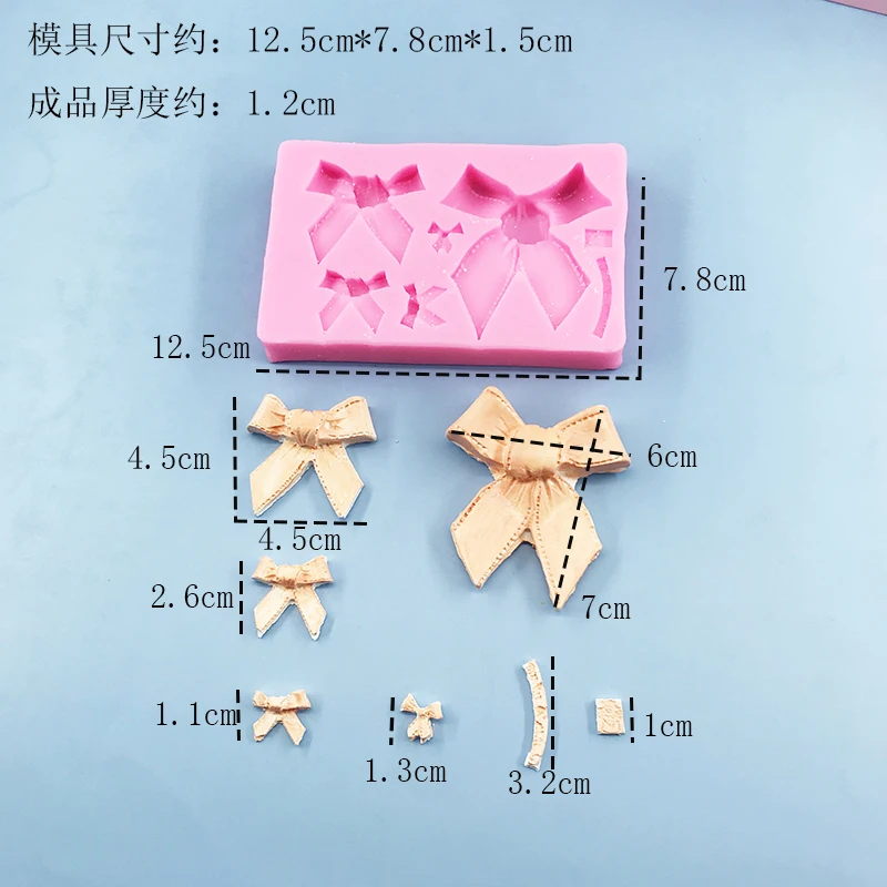3D โบว์แม่พิมพ์ซิลิโคนอาหารวัสดุความปลอดภัย Fondant เค้กตกแต่งช็อกโกแลต Mould ขนมหวานทํา Mousse เค้กในครัวเรือนเครื่องมือ