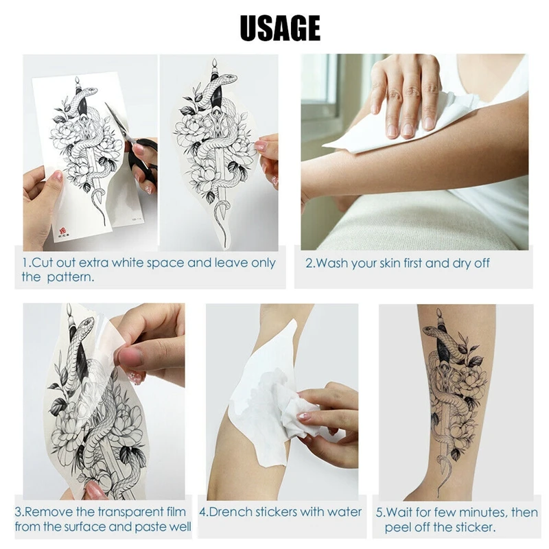 1Pcs Waterproof Temporary Tattoo Sticker Disposable Tattoo Tiger Head Totem Body Art Arm Fake Tattoos Sleeve for Women Men