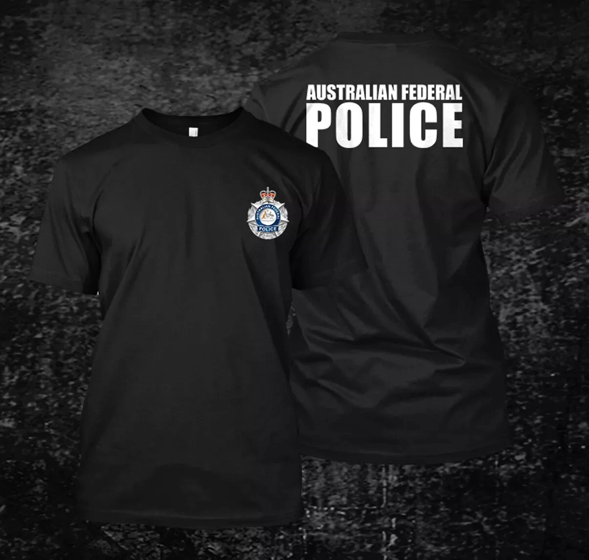 Australian Federal Police - Custom Men's Back and Front T-Shirt Tee 100% Cotton T-shirt High Quality and High Weight