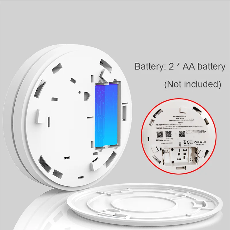 CPVAN-Tuya Inteligente WiFi Detector De Fumaça, Monóxido De Carbono Detector, Sistema De Segurança Doméstica, Alarme De Incêndio Sem Fio, Fumaça Co Alarme