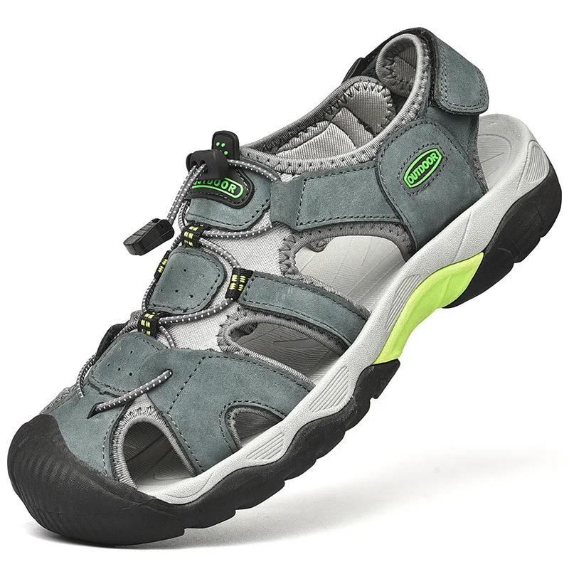 2026 Barefoot Beach Shoes Camping Travel Baotou Sandals Men's Outdoor Sports Leather Fashion Cool Mesh Quick Drying Anti Sweat