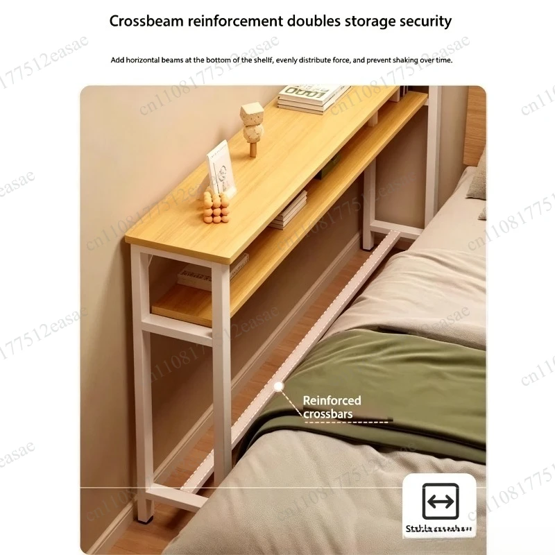 Wall Mounted Ultra Narrow Bedroom Bedside Table Long Slim Side Table Partition Frame Space Saving Furniture