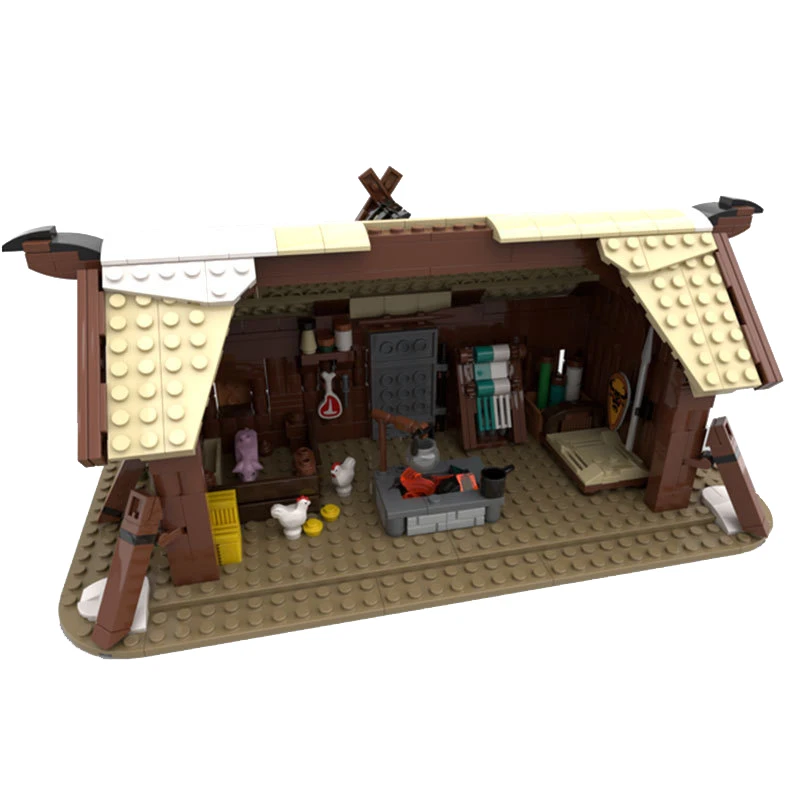 MOC-décennie s de construction de la maison de Viking pour enfants, idées de tiges créatives, modèle médiéval, assemblage de briques de bricolage, jouets cadeaux