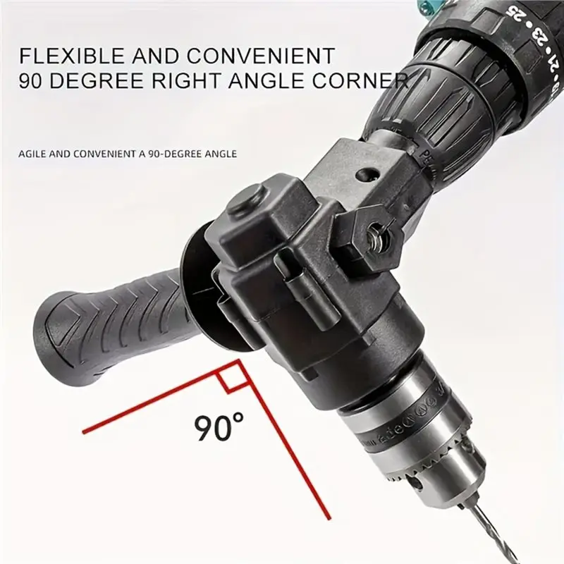 

ABSE-Impact Drill Adapter 90 Degree Right Angle Bend Extension Chuck Three Jaw Corner Drill Accessory Angle Converter