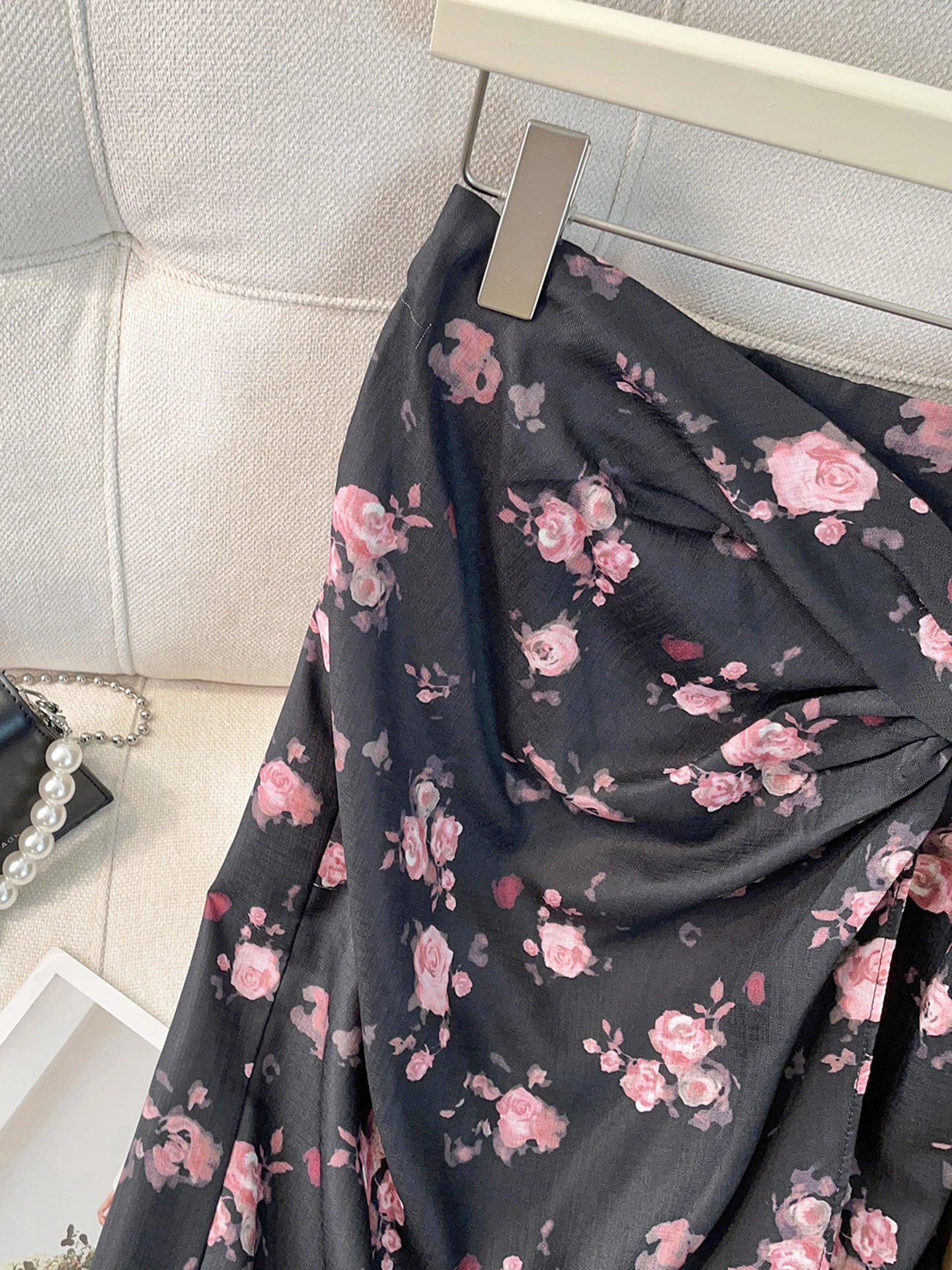 Ele Vintage gebloemde midi-rok Afslankende hoge taille A-lijn silhouet Vrijetijdskleding Bestand stof Damesachtige Sle