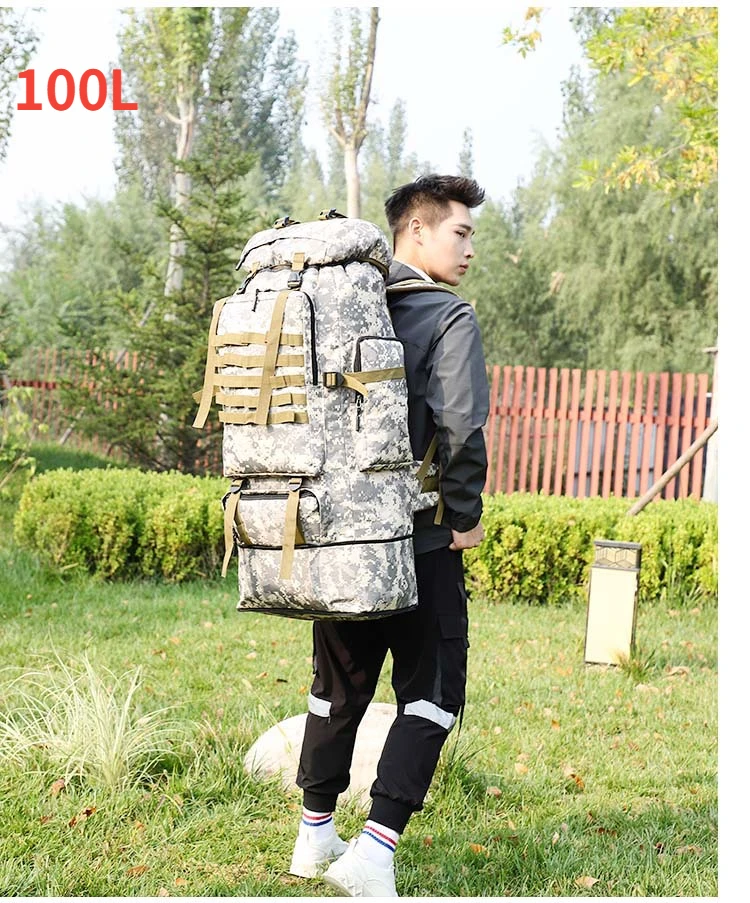 80L 100L Tactical Backpack Waterproof Trekking Fishing Hunting Bag Outdoor Large Sport Military Army Rucksack Hiking Camping Bag