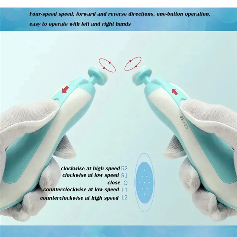 A47F-2Pcs Pulidor de uñas eléctrico Pulidor de uñas Cortauñas de enfermería Pulidor de uñas, sin batería