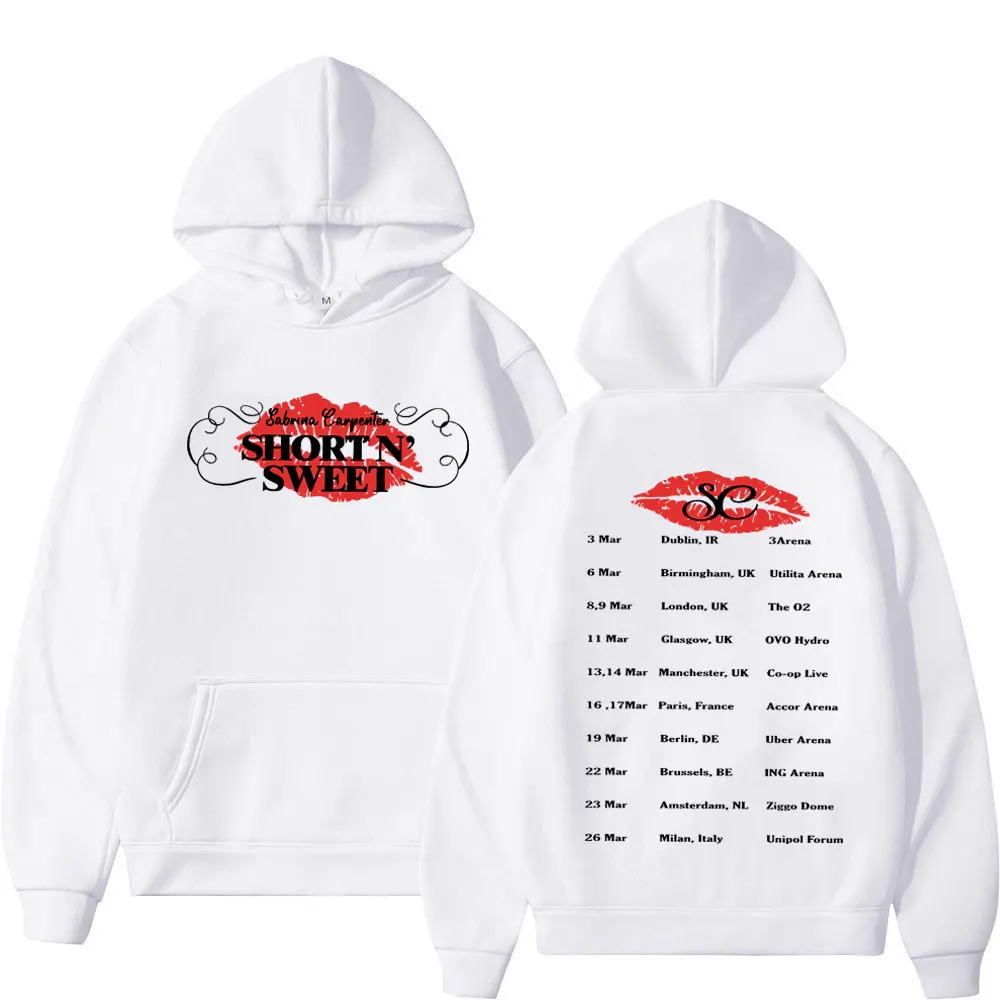 Sabrina Carpenter Short N' Sweet Tour 2024 Double Sided Print Hoodie Fashion Rock Hip Hop Sweatshirts Unisex Oversized Pullovers