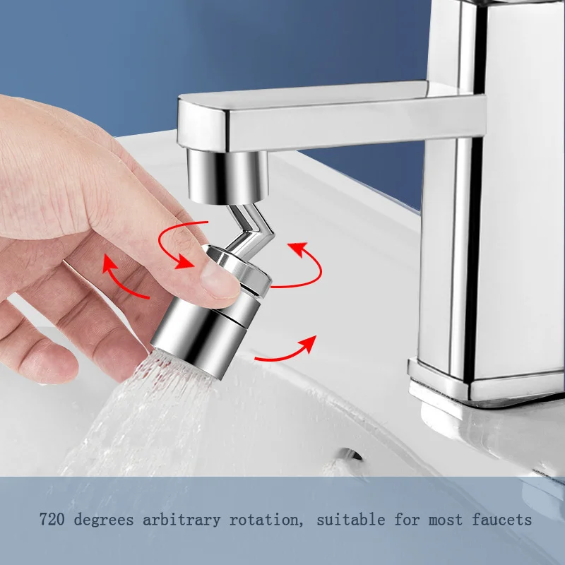 Metal 720° Rotatable Universal Splash Filter Faucet Sprayer Head Kitchen Bathroom Tap Extender Adapter Foam Nozzle Brass Alloy