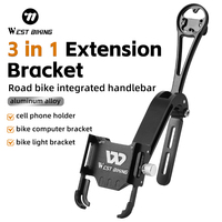 WEST BIKING 3 IN 1 Integrated Handlebar Extension Bracket Adjustable Road Bike Computer Stand Cycling Phone Holder ﻿