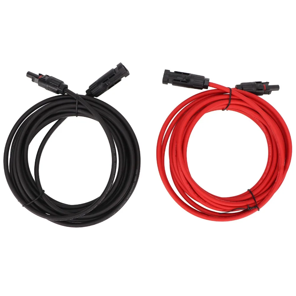 

1 Pair Practical 12AWG Solar Panel Wire 4mm² Black&Red Photovoltaic System Cable Solar Extension Cable Mounted Solar Plug