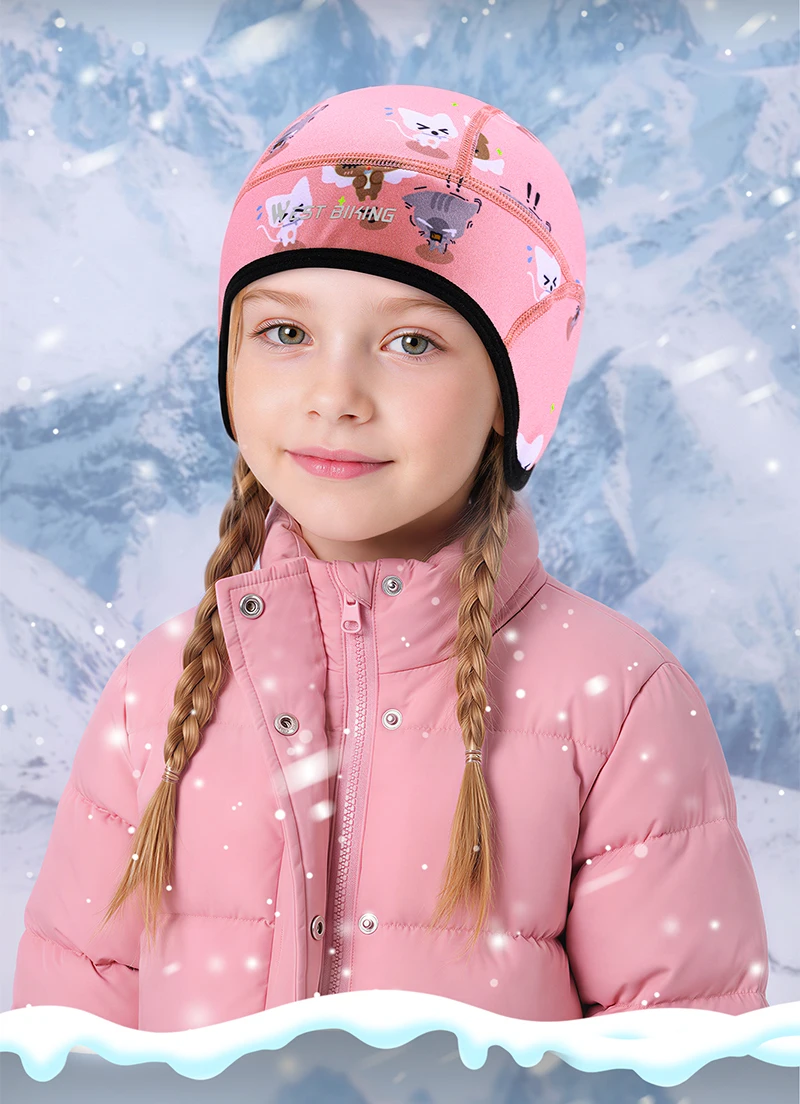 WEST BIKING Fahrradkappe für Jungen und Mädchen, Winter-Thermo-Fleece Fahrrad-Schädelmütze, winddicht, atmungsaktiv, für Outdoor-Sport, Helmfutter-Beanie – Detail 13
