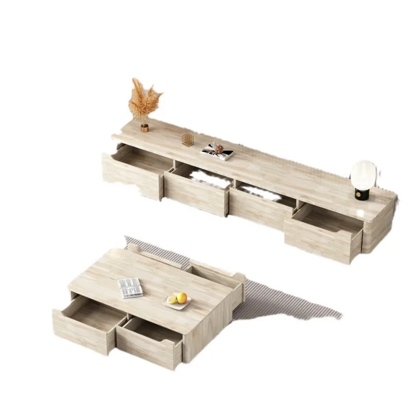 

All solid wood TV cabinet coffee table combination