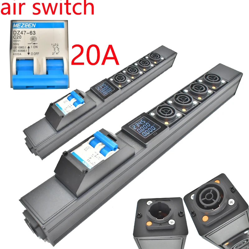 

20A Air Switch Digital display ammeter NAC3FPX NAC3MPX PDU Power strip Schuko Powerlink box audio 3P aviation socket