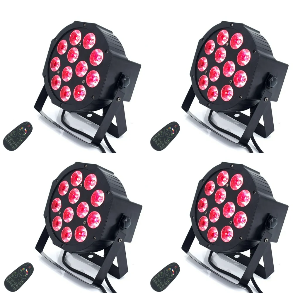 4 Stück Kabellose LED-Par-Scheinwerfer RGBWA UV 6in1 12x12W DMX Wandfluter Bühnenlicht Professionell für Party KTV Disco DJ