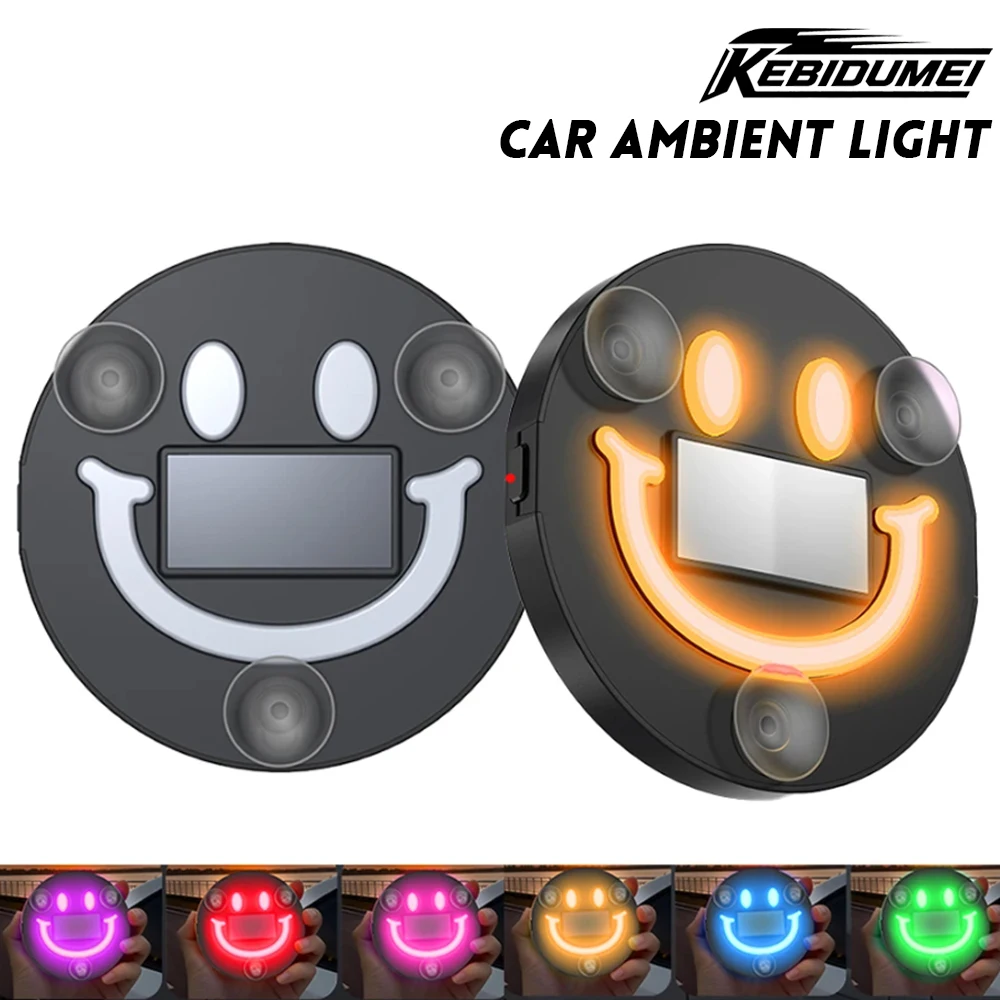 

KEBIDUMEI 300 мАч улыбка окружающий свет неоновый свет на солнечной энергии украшение автомобиля заднее лобовое стекло атмосферные огни автомобильные аксессуары