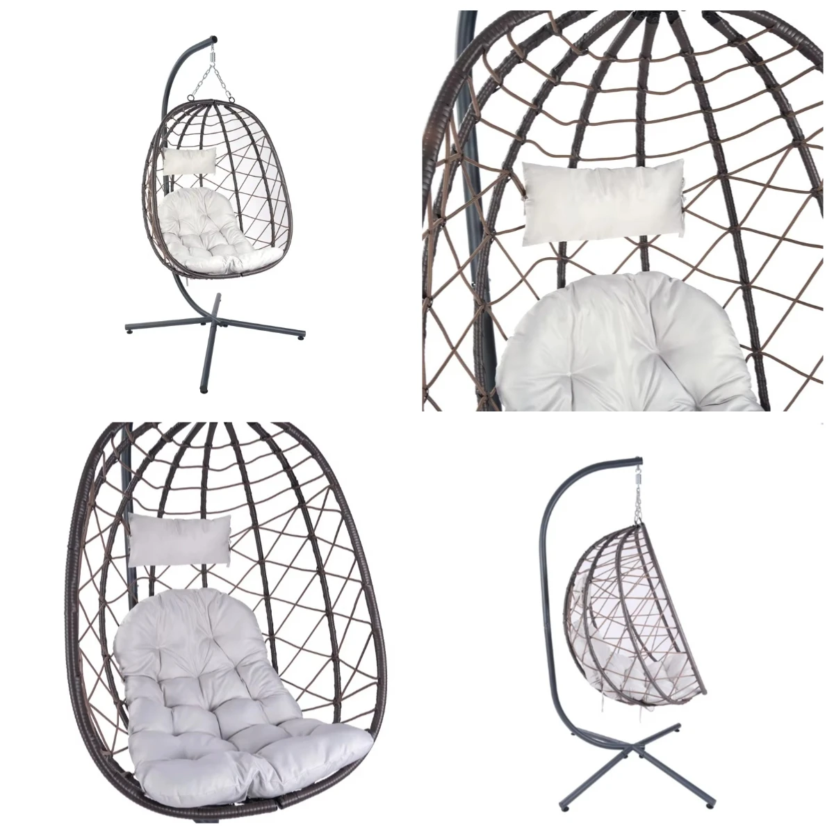 High-quality Large Load-bearing Garden Swing Chair Leisure Hand-woven Durable Cane Chair Folding Hanging Egg Chair