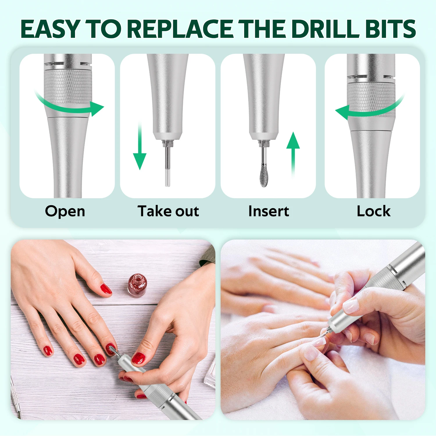 45000RPM Electric Nail Drill Machine Rechargeable Drill for Nails Professional Nail Polisher File For Acrylic Gel Nail Tools