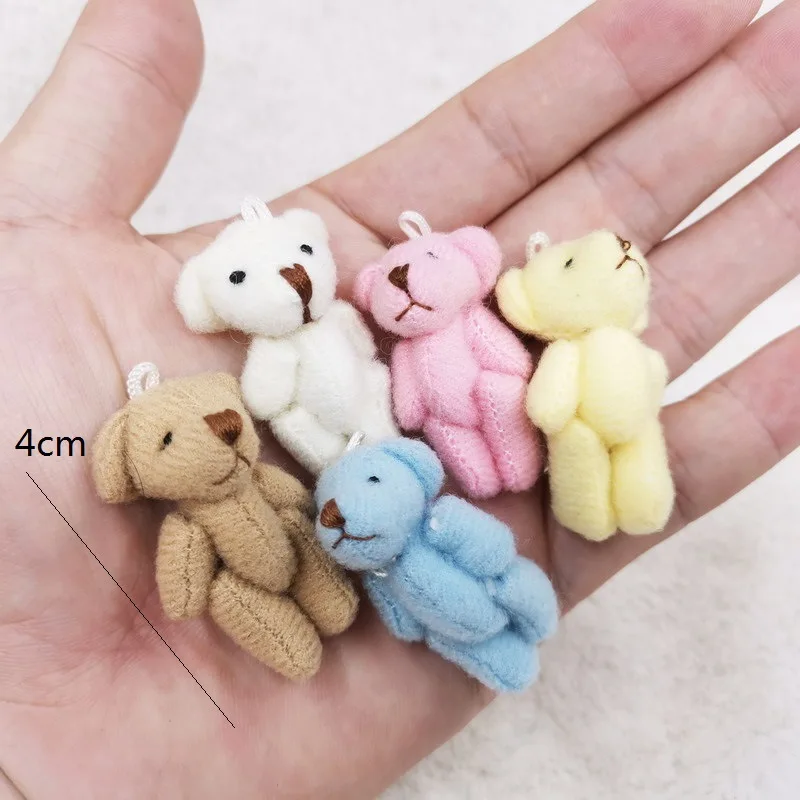 2 buah/tas 4CM boneka beruang Teddy, mainan simulasi kartun Mini boneka beruang terartikulasi ponsel boneka liontin mainan anak-anak