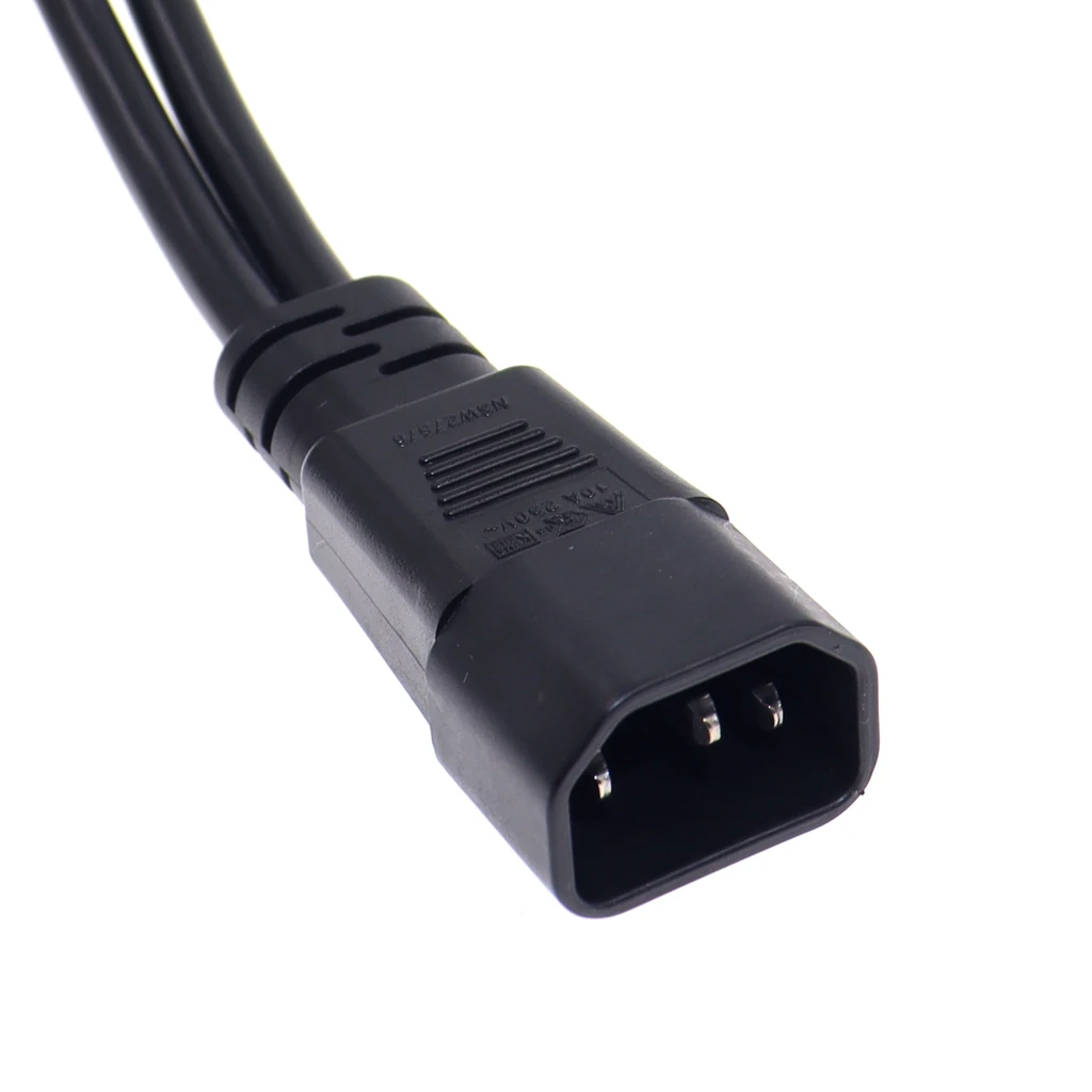 Power Y Type Splitter Adapter Cable Single IEC 320 C14 Male to Dual C5 Female Short Cord for Computer host display 0.32M