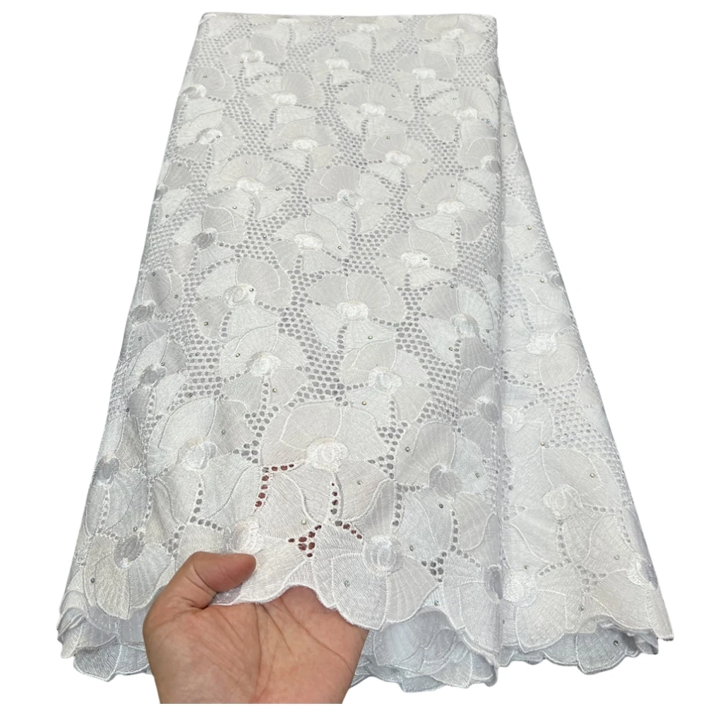 Skin frien African Nigerian High Quality Embroidery Tulle Lace Fabric Cotton Party Wedding Dress Soft Sequins Damask5Yard PS0045 view 6