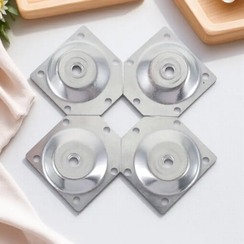 

4pcs Nut Set For Furniture Leg Brace Silver Angled Legs Connection Fixing Plate Bracket Durable Wood Table Chair Bedside Cabinet